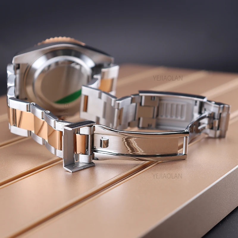 40mm NH35 Watch Case Sapphire Glass For Seiko NH34 NH35 NH36 NH38 Miyota8215 ETA2824 Movement Solid Steel Bracelet Slide Buckle