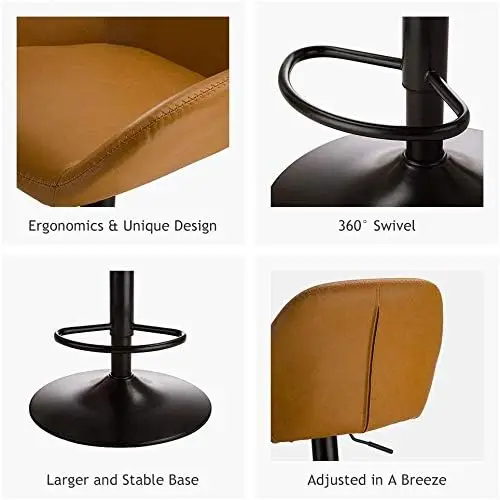 3 Piece Pub Table and Chairs Set, Square Rustic Bar Height Top Table and Adjustable Swive Yellow Bar Stools for Kitchen