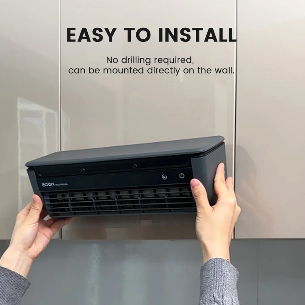 EDON E868 مروحة تبريد هواء مثبتة على الحائط بقوة 20 وات، تبريد سريع، سهلة التركيب، مروحة تكييف هواء المطبخ المنزلية بدون أوراق