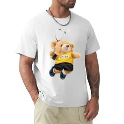 Teddy Bear Playing Badminton T Shirt Harajuku Short Sleeve T-shirt 100% Cotton Graphics Tshirt Tops