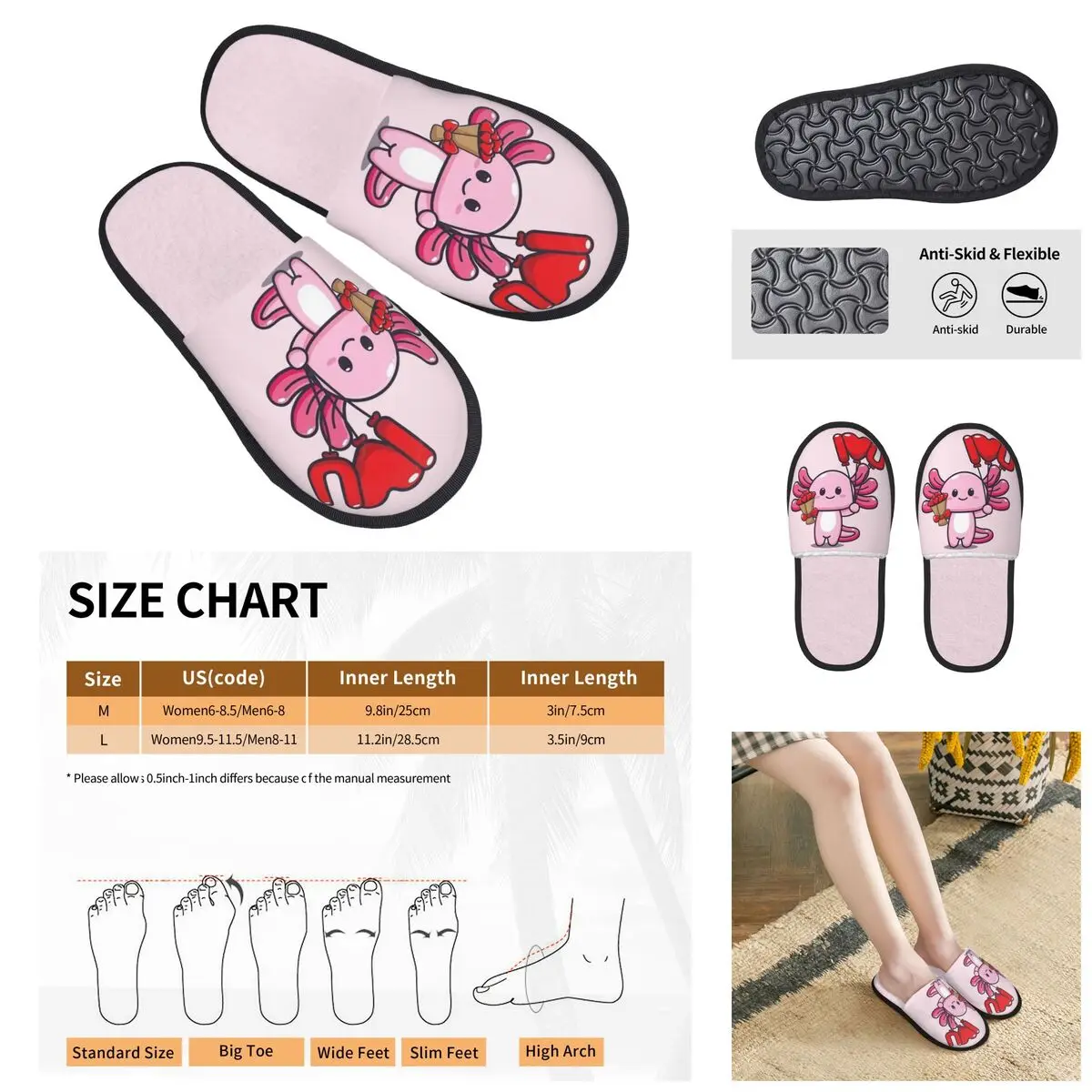 

Pink Axolotls Men Women Furry slippers,fashion pantoufle homme Home slippers