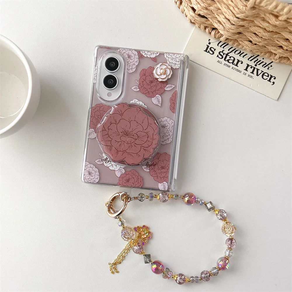 New 2026 Cute Brown flowers Magnetic Phone Case For Samsung Galaxy Z Fold8 Kawaii Shockproof for Magsafe Protective For Girls