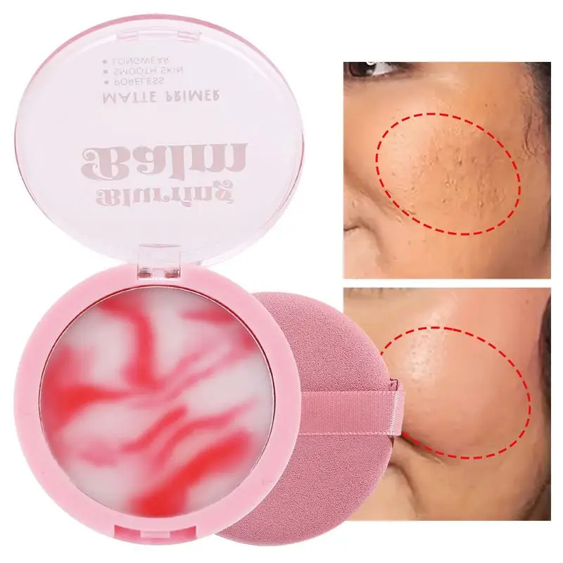 1pcs Setting Powder Balm Waterproof Matte Press Paste Cream with Puff Velvety Face Lasting Moisturize Oil Control Fixing Makeup