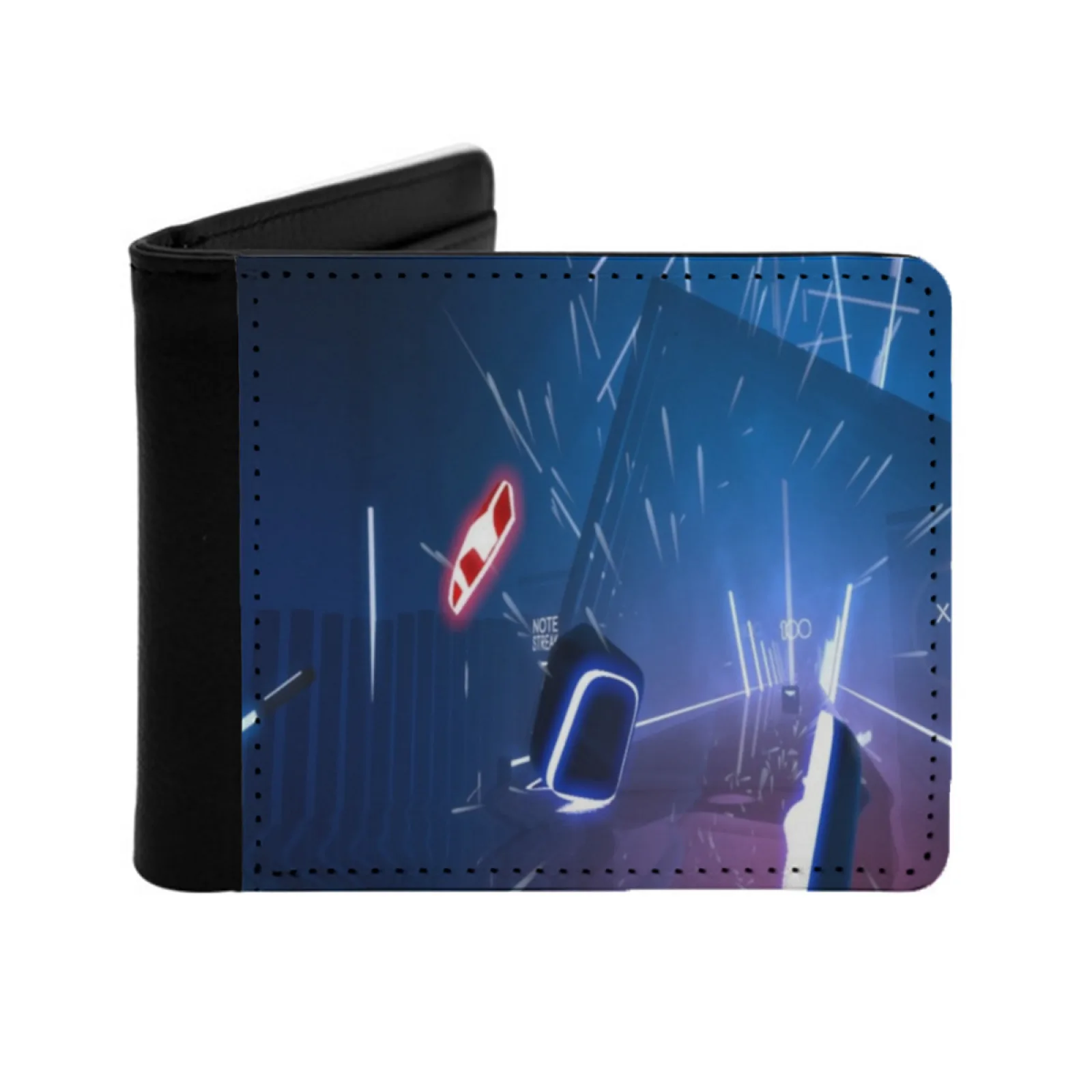 

Virtual World Short Men's Wallet Multifunction Purse Male Pu Leather Wallet Space Laser Video Score Game Music Beat Dance Sword