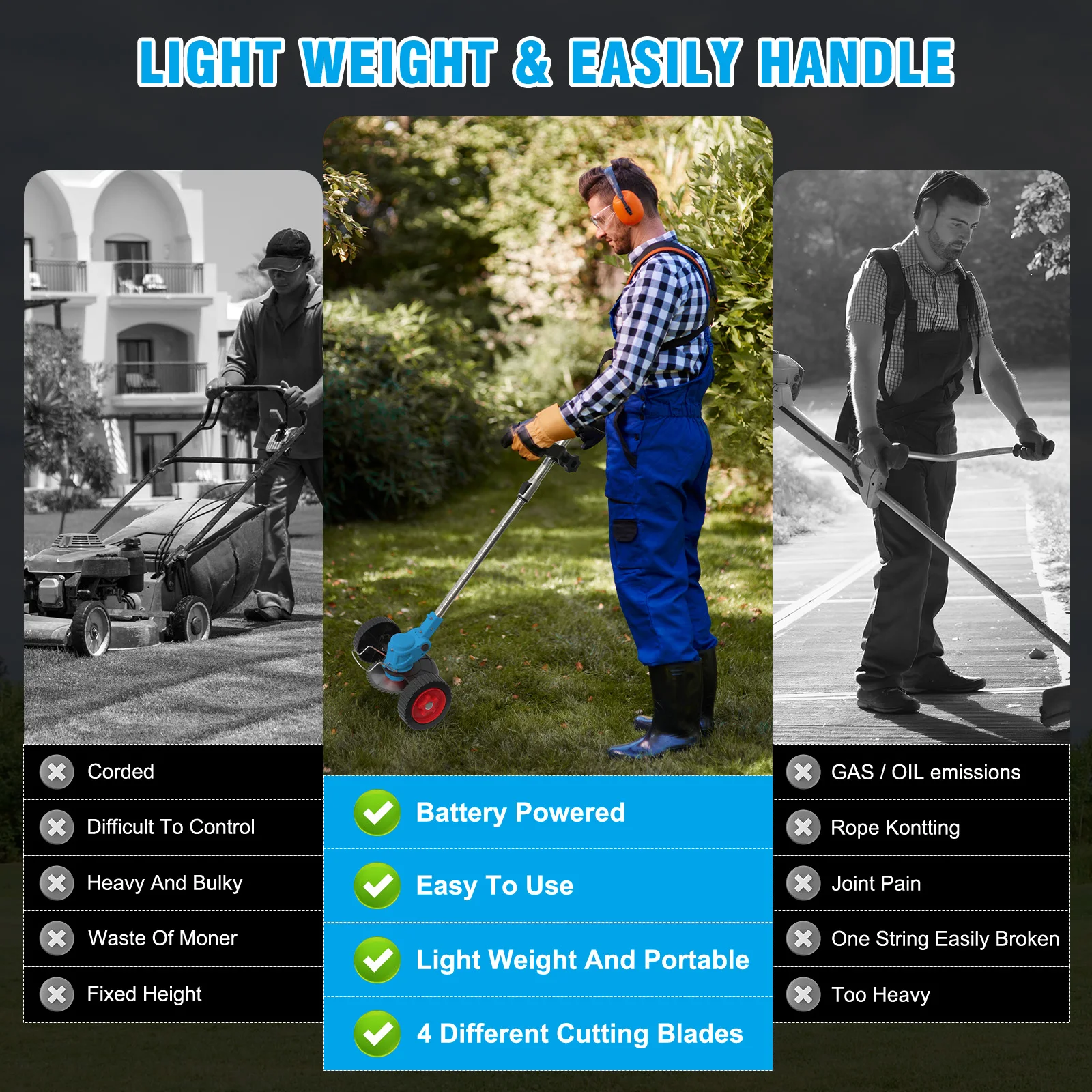 جزازة عشب لاسلكية 21 فولت 3 في - مراجعة Brushless Cordless Grass Trimmer 21V وسعره