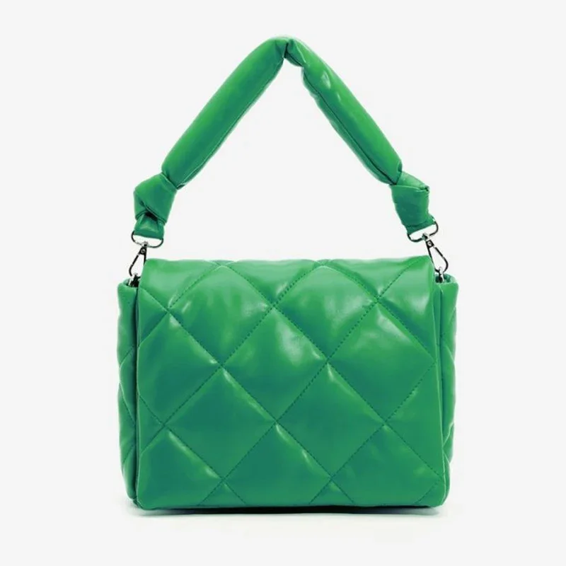 

Fashion Lingge Quilted Women Handbag Designer Padded Shoulder Crossbody Bag Luxury Pu Leather Space Cotton Puffy Bag 2023 Winter