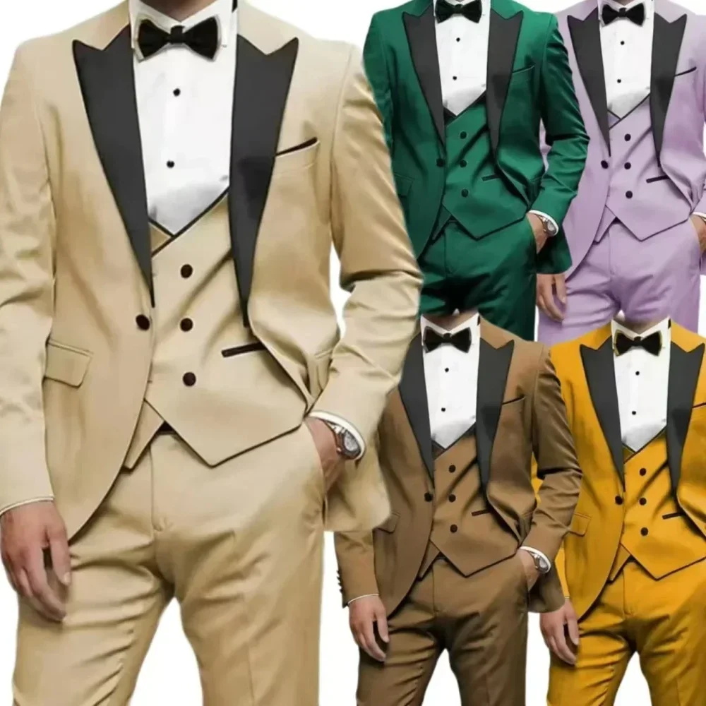 

XS-6XL New (Blazer+Vest+Pants) Men's Fashion Business Gentleman Professional Formal Dress Version Banquet Dress Suit
