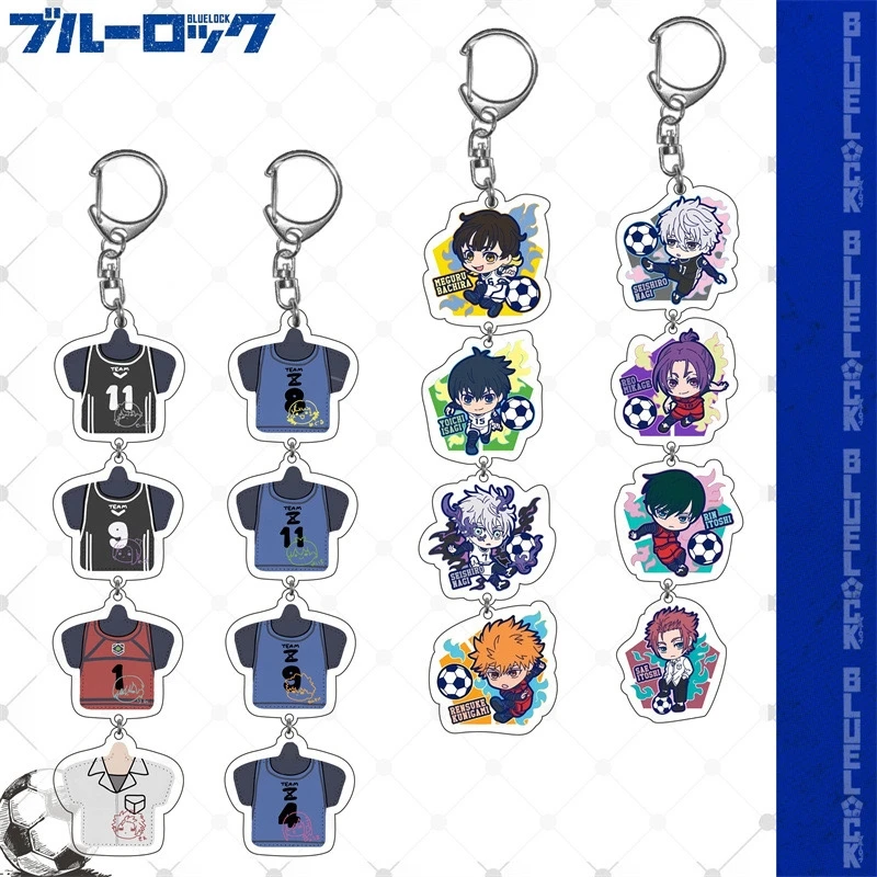 Anime BLUE LOCK Isagi Yoichi Nagi Seishiro Bachira Meguru Cosplay Cartoon Keychain Pendant Q VersionDouble-faced Backpack Widget