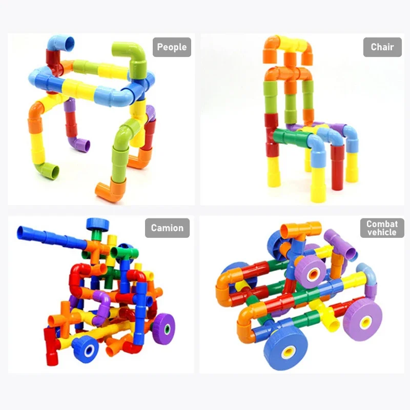 DIY Water Pipe Building Blocks Toys Kid Marble Run 3D Montessori Colorful Education Toy Assembling Parent-child Birthday Gifts
