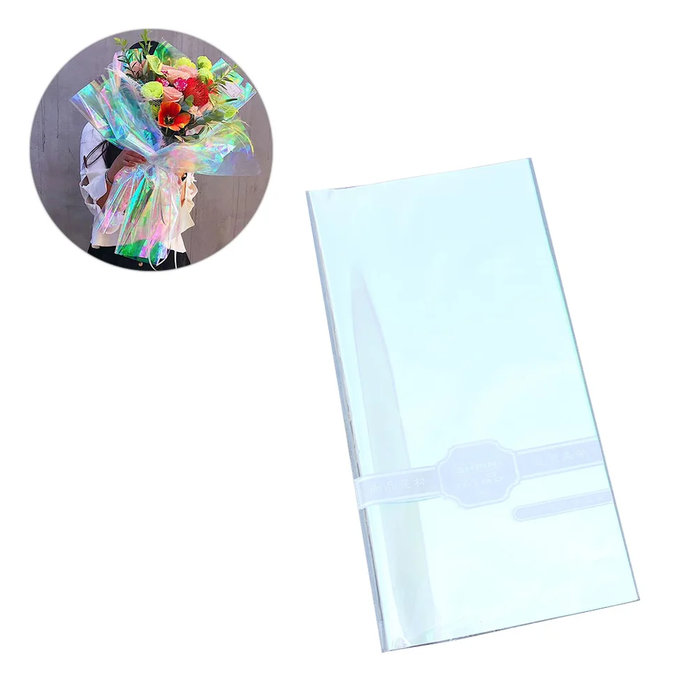 

20PCS Iridescent Film Cellophane Wrapping Packaging Paper For Flower Bouquet Gift Decoration Rainbow Gradient