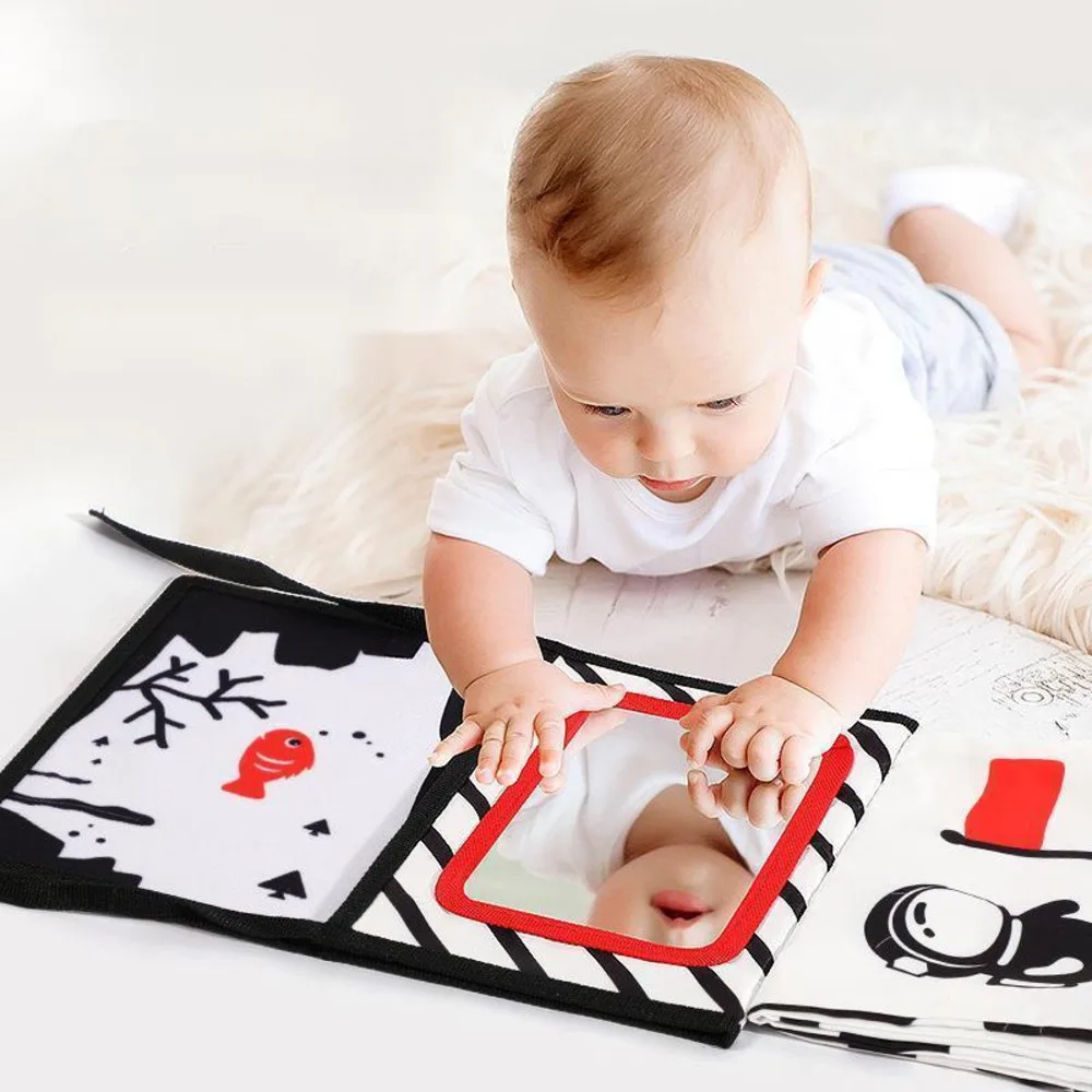 Black And White Baby Floor Mirror Tummy Time Baby Sensory Toys 6-12 Months Toys For Babies Montessori Development Crawl Toys