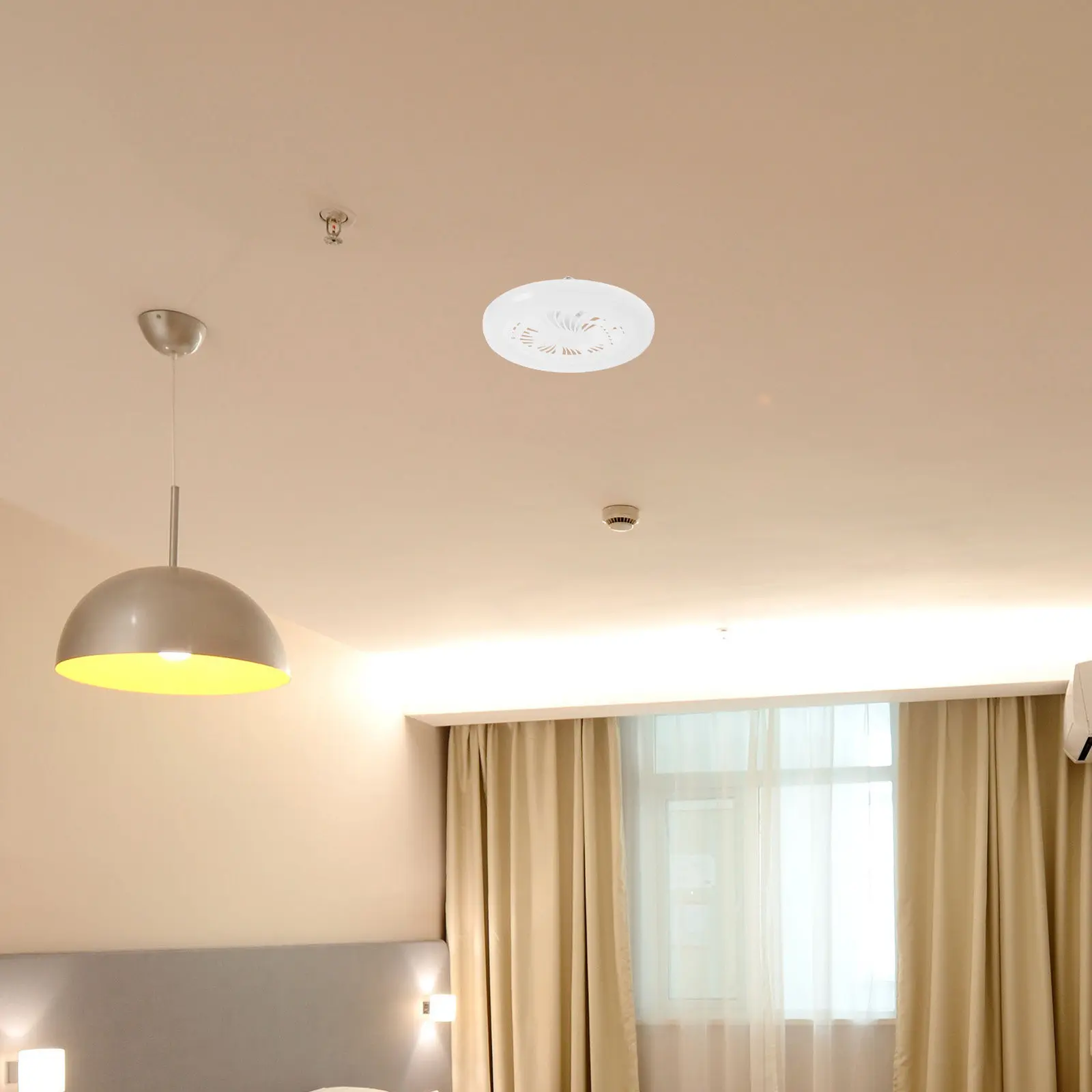 Small Fan Light with LED Ceiling Lamp for Bedroom Energy-Efficient Adjustable Brightness E27 Socket Compact Design Comfortable