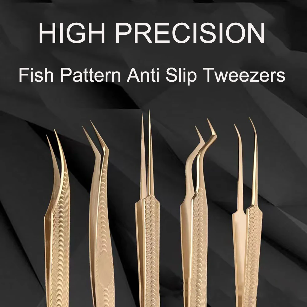 Wimper Pincet Volume Valse Lash Applicatie Tool Roze Vezel Tips Pincet | Goud Zilver Antislip Grip Professionele Pincet