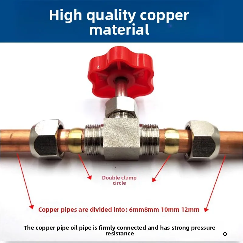 Adjustable Copper Shut-Off Valve Compression Type 6-12mm for Hydraulic Systems, Brewing Equipment & Pneumatic Tools