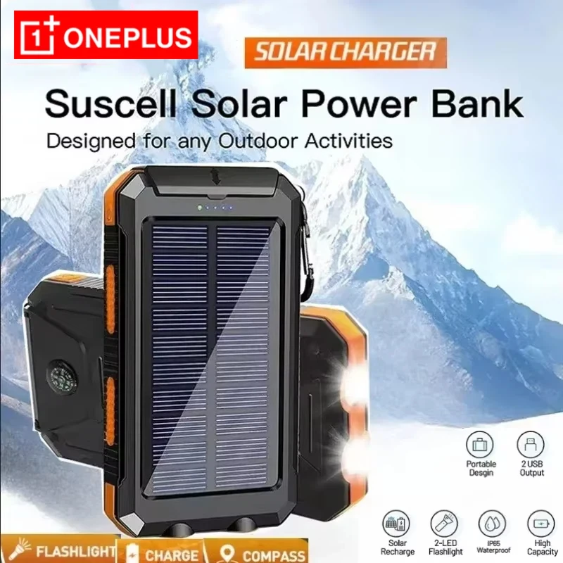 Oneplus 50000mAh Solar Power Bank Portable Charging Poverbank External Battery Charger Strong Light LDE Light for iphone Samsung - view 2