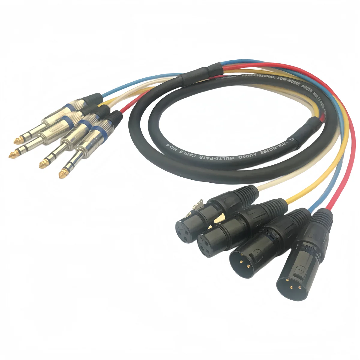4-Channel Trs6.35 Balanced Audio Cable to Xlr 2 Male + 2 Female Balanced Plugs, 4-Channel Audio Balanced Cable Trs6.35 Male to Xlr 2 Male + 2 Female, 4 Colors for Easy Identification, Suitable for Professional Audio Systems That Require Reliable Signal Integrity and Multi-Channel Connectivity. 1.5m, 3m, 5m, 8m, 10m, 15m Are Available.
