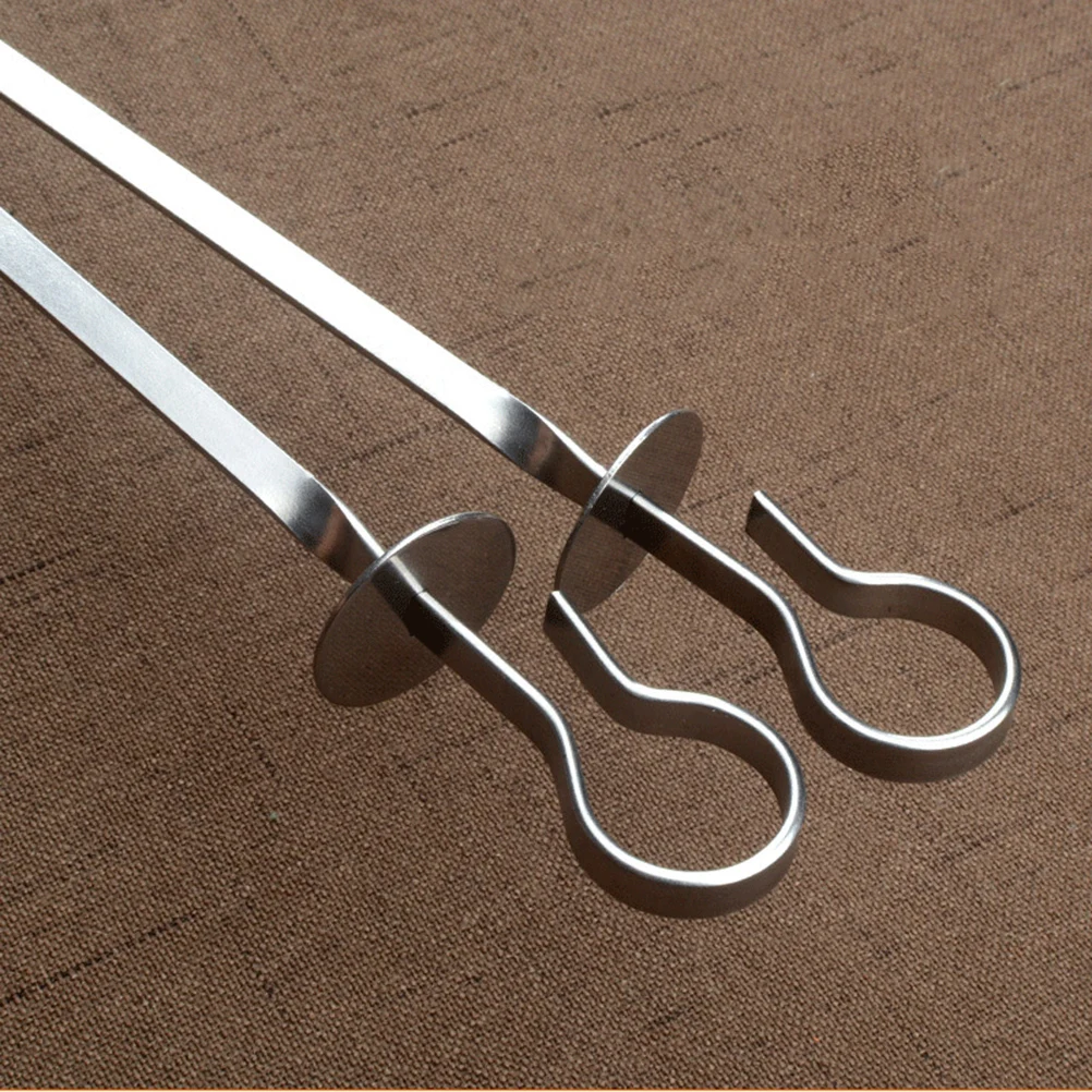 

20 Pcs Barbecue Skewer Tag Flat Skewers Hibachi Grill Grills Tools Needle Prongs Outdoor Supplies Stainless Steel