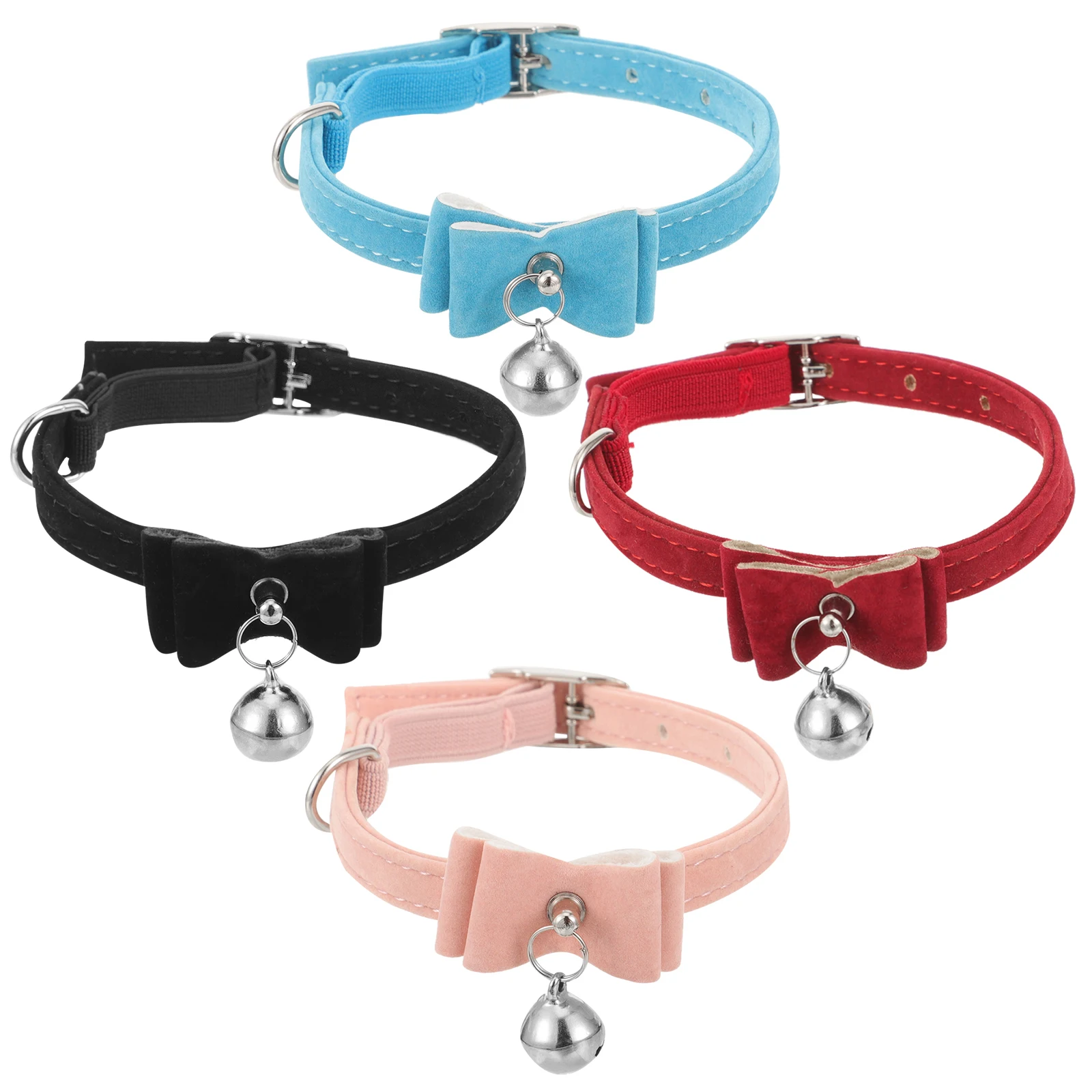 

4 Pcs Pet Collar Small Dog Collars for Animals The Bell Cute Adjustable Flocking Kitten with