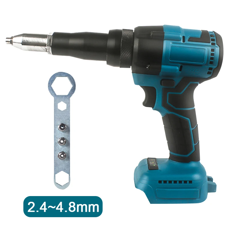 Brushless Electric Rivet Gun 2.4~4.8mm Rivet Nut Gun Automatic Riveting Tool With LED Light For Makita 18V Battery No Battery