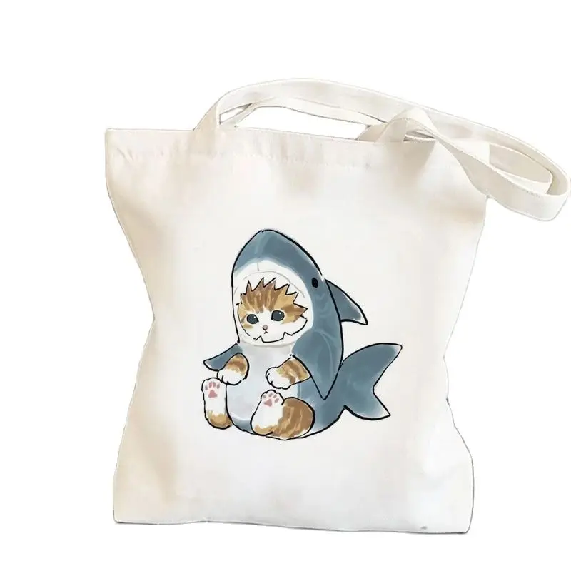 Cat Shark Shopping Bag Bolsa Compra Plegable Jute Bag Bolsa Shopper Bolso Shopping Handbag Bag Tote Reusable Net Ecobag Cabas