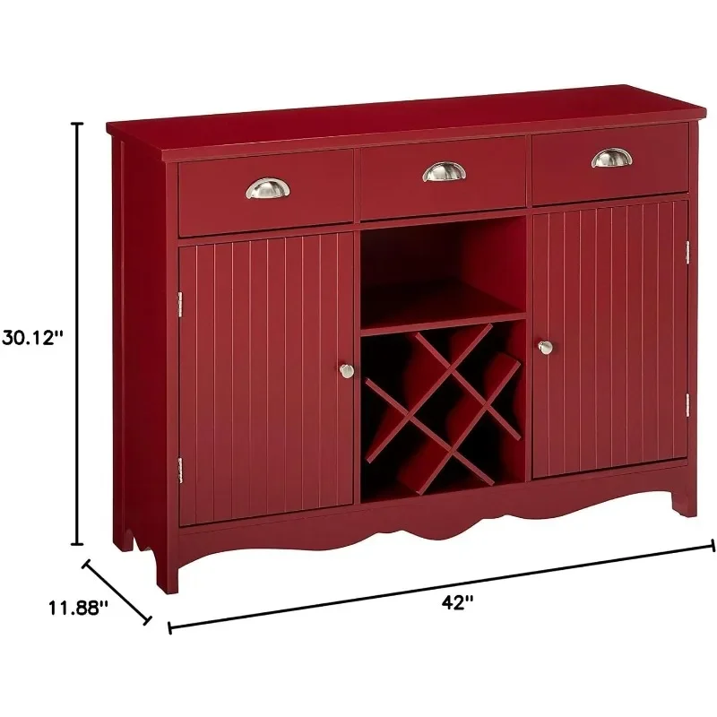 KB Designs - Buffet Server Table Bar Cabinet with Wine Storage, Crafted From Solid and Manufactured Wood