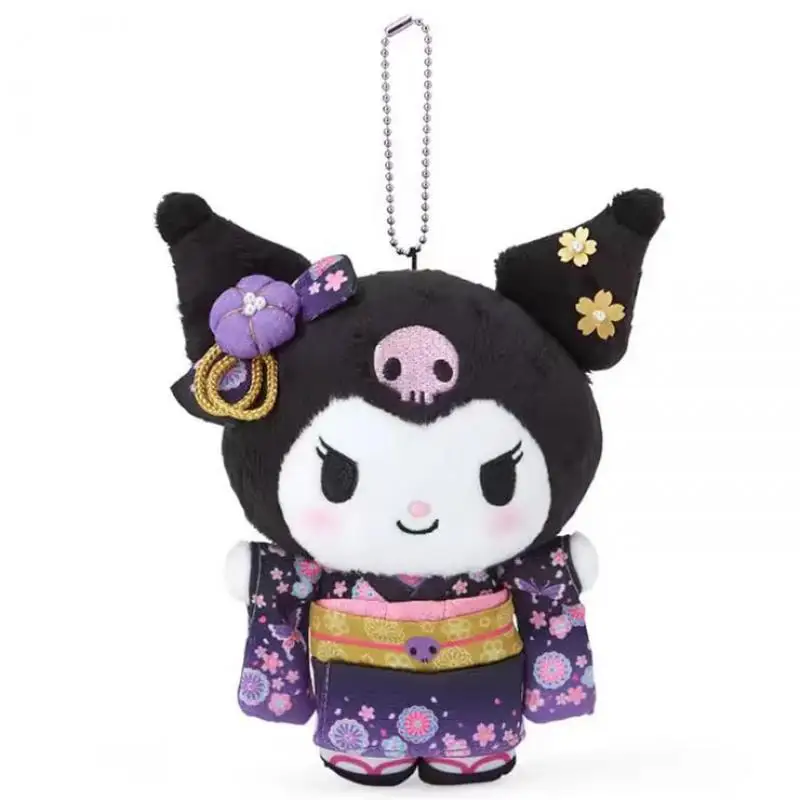 귀여운 만화 카와이 축제 기모노 Sanrio Kuromi 마이 멜로디 Cinnamoroll Hellokitty 봉제 인형 키 체인 가방 펜던트 장난감 선물