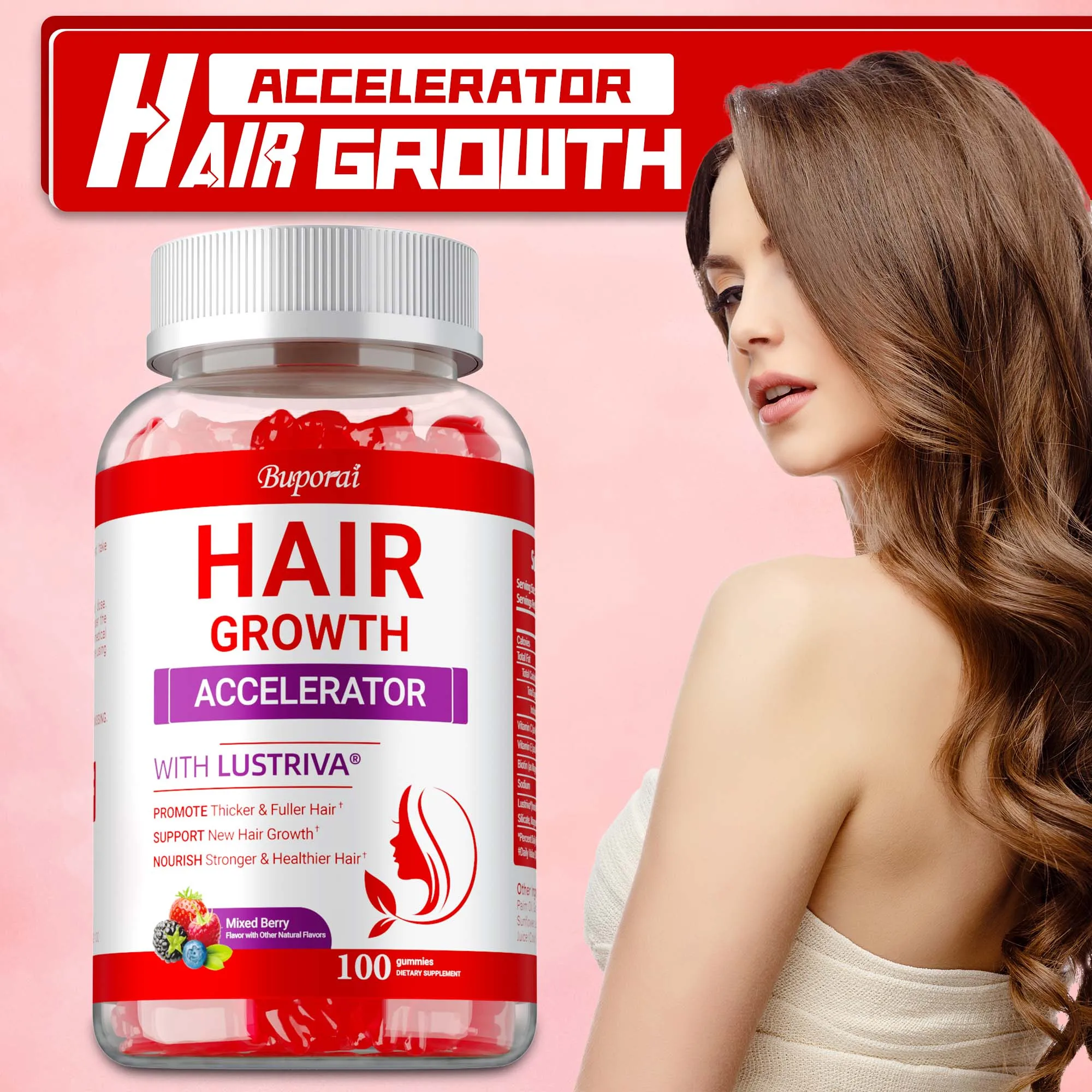

Hair Growth Gummies - Reduces Hair Loss, Promotes Thicker Hair,Promote Collagen Production,Helps Hair Grow Faster, Reduces Frizz