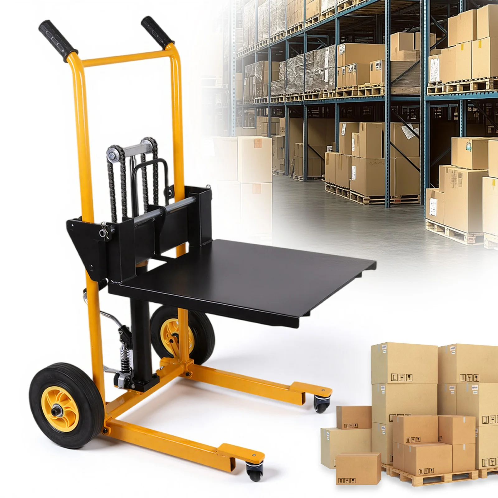 Mini empilhadeira manual empilhador hidráulico leve portátil palete jack mesa carrinho palete caminhão dolly para comercial e indústria