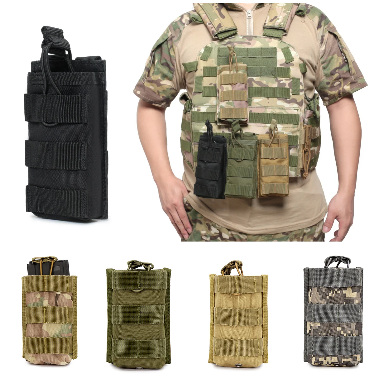 Molle Single Magazine Pouch Mag Holster M4 M16 AR15 Rifle Mag Holder Waist Bag Hunting Accessories Vest Pouches