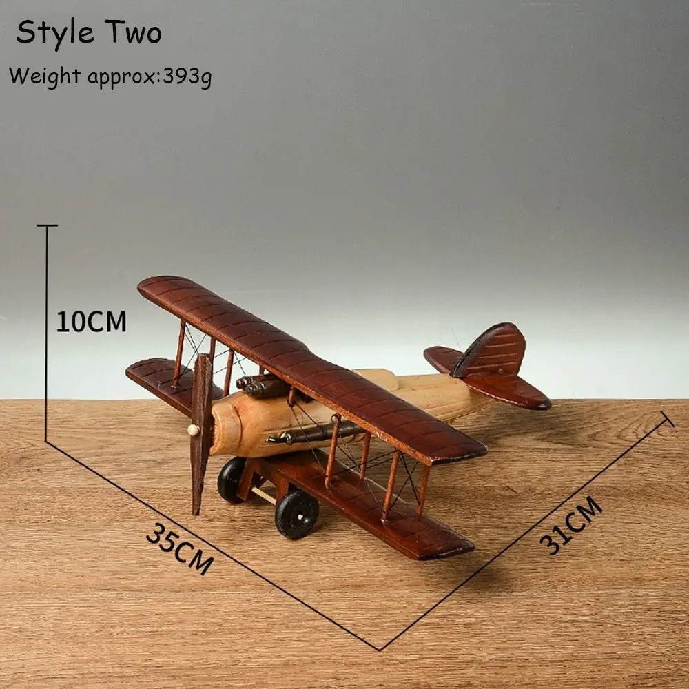 Durable Nostalgia Creative Decorative Ornaments Airplane Model Home Ornament Vintage Wooden Airplane Wooden Crafts