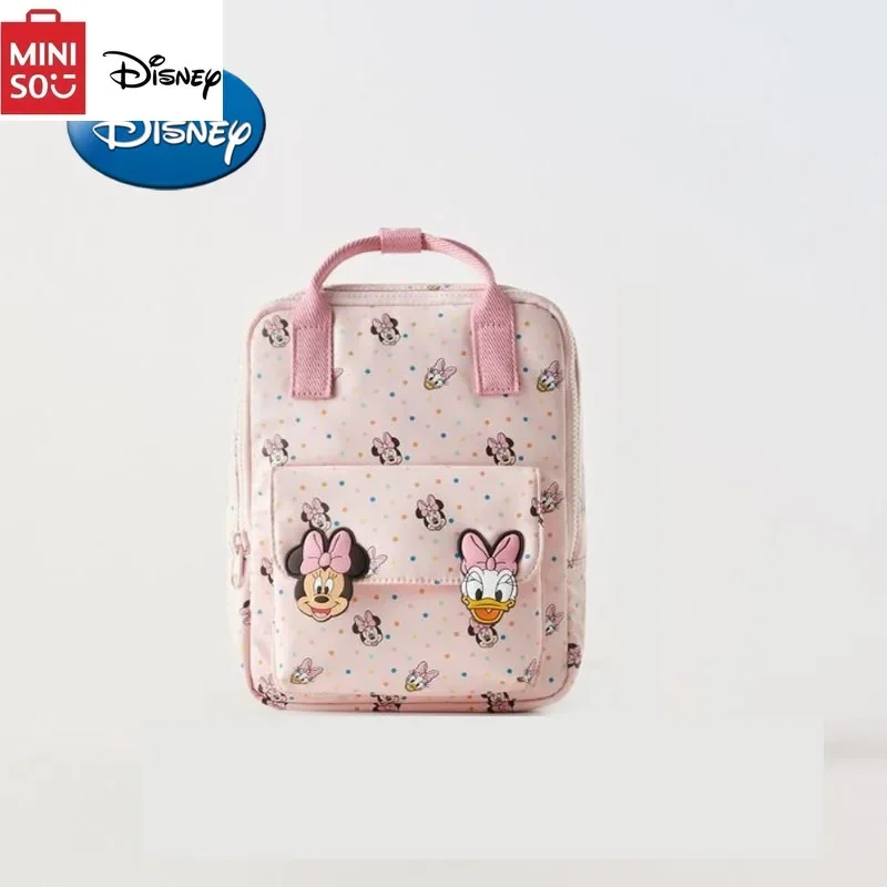 MINISO Disney 2024 New Minnie Mouse Cartoon Children\'s Backpack Mini Animation School Bag Cute Shoulder Bag for Boys and Girls