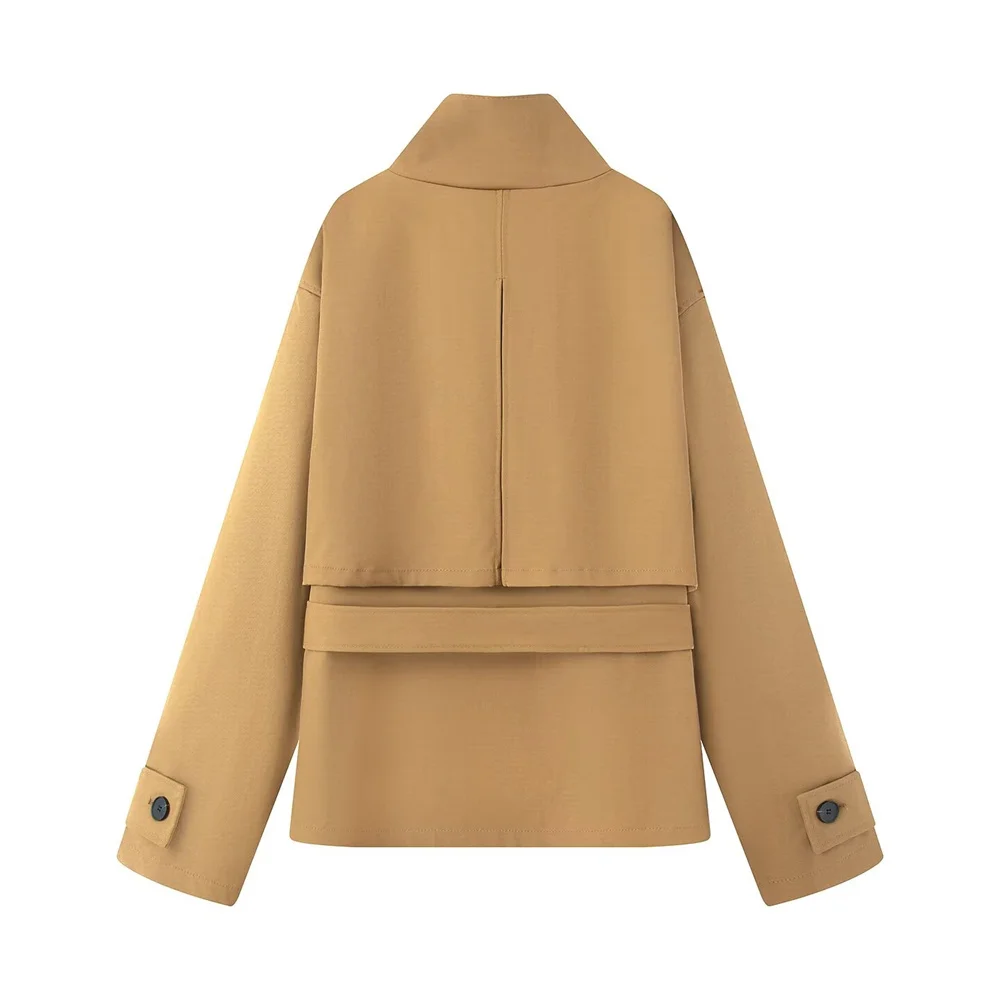 Autumn New Product: Women's Commuting Style, Simple, Casual, Fashionable, Strap up Short Windbreaker Coat