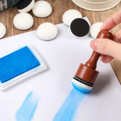 Wood handle Coloring Sponge Seal Hollowed-out stencil Coloring tool Hand Ledger Printing diy Smudge tool (Handle *1+ sponge *2)