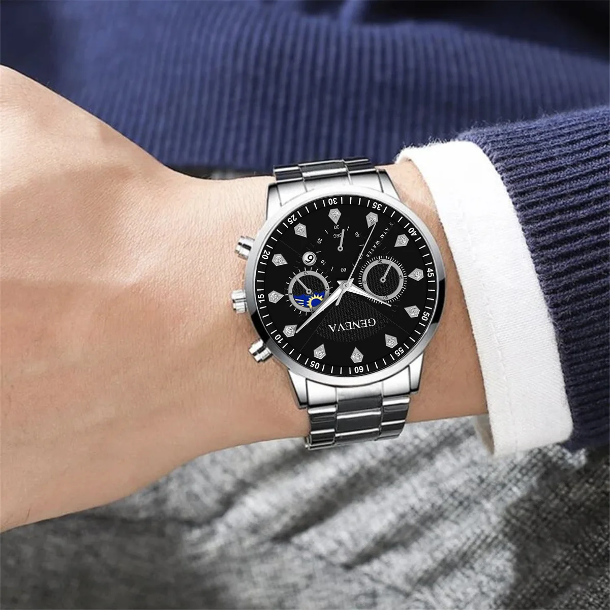 Mode Männer Edelstahl Uhr Luxus Kalender Quarz Armbanduhr Herren Business Uhren für Mann Uhr Montre Homme