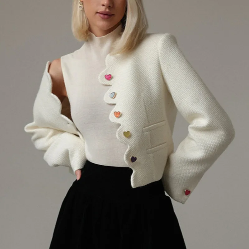 HKSH Frühling Herbst Neue frauen Kurze Jacke Multi-Farbe Taste Langarm Elegante Mode High Street High-end-Ins Mantel HK14203