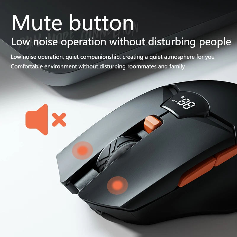 Warvank SX01 Ratón inalámbrico Bluetooth Pantalla inteligente Pantalla de nivel de batería Batería de litio recargable de 600 mAh Ratón silencioso