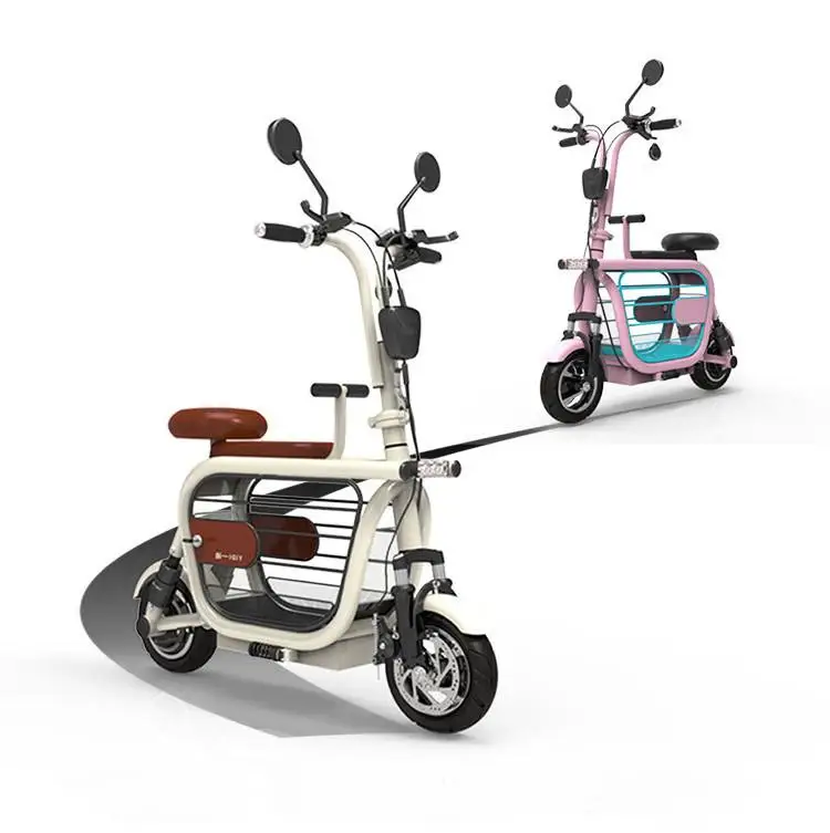 Pink Mini Portable 2 Wheels Electric Mobility Scooter For Adults Women Man 580W 48V 20AH Electric Bike With Two Person Seat 90km