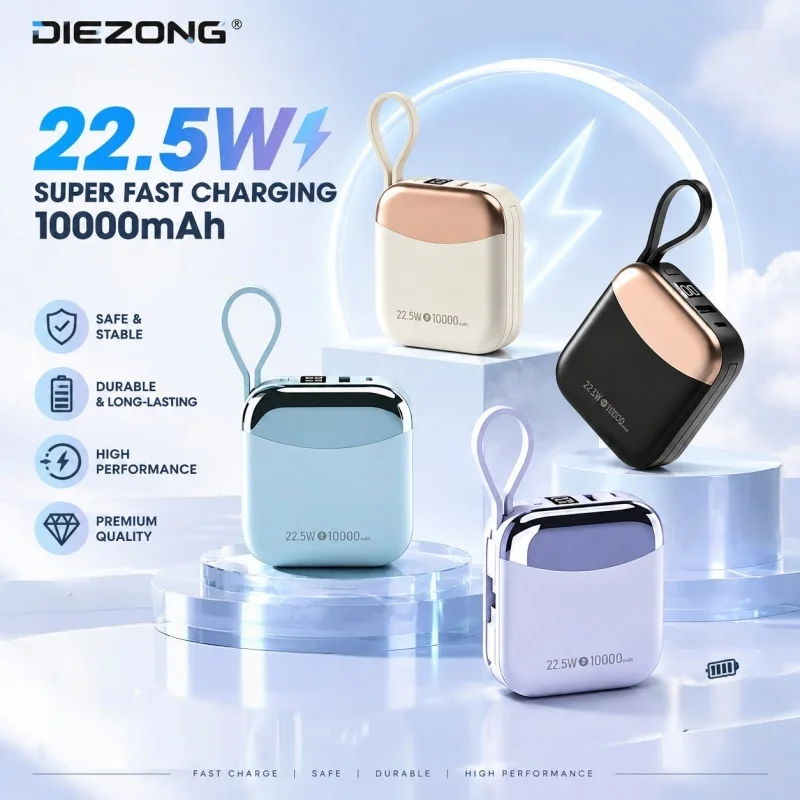 Portable Mini 10000mAh Powerbank 22.5W Fast Charger External Battery Pack for IPhone Huawei Xiaomi Samsung