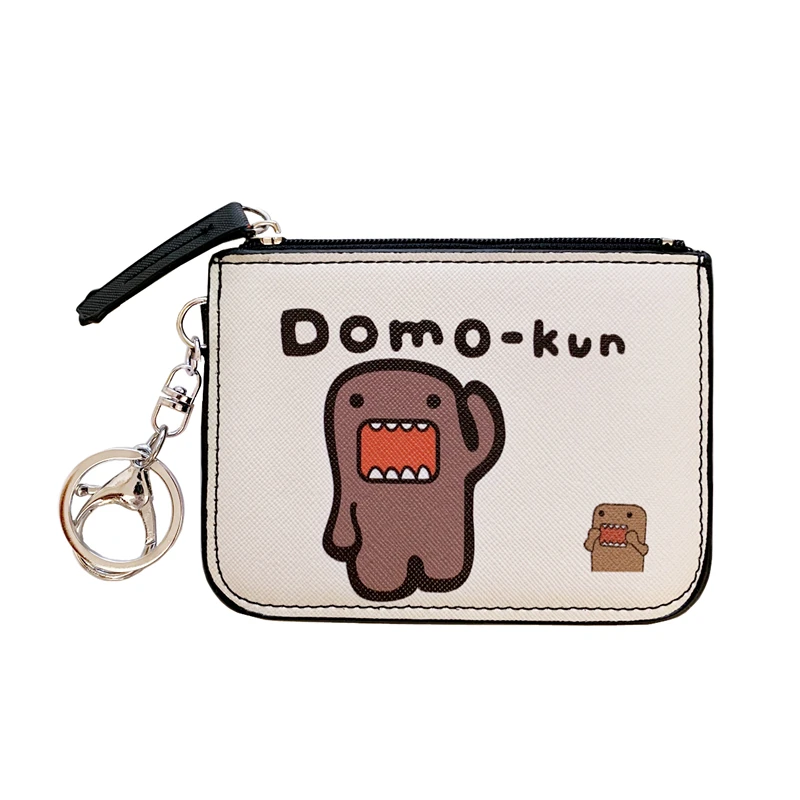 Domo Kun ID Card Holder Case Leather Cute Coin Purse Waller Men Women Bag Keychain Storage Bag