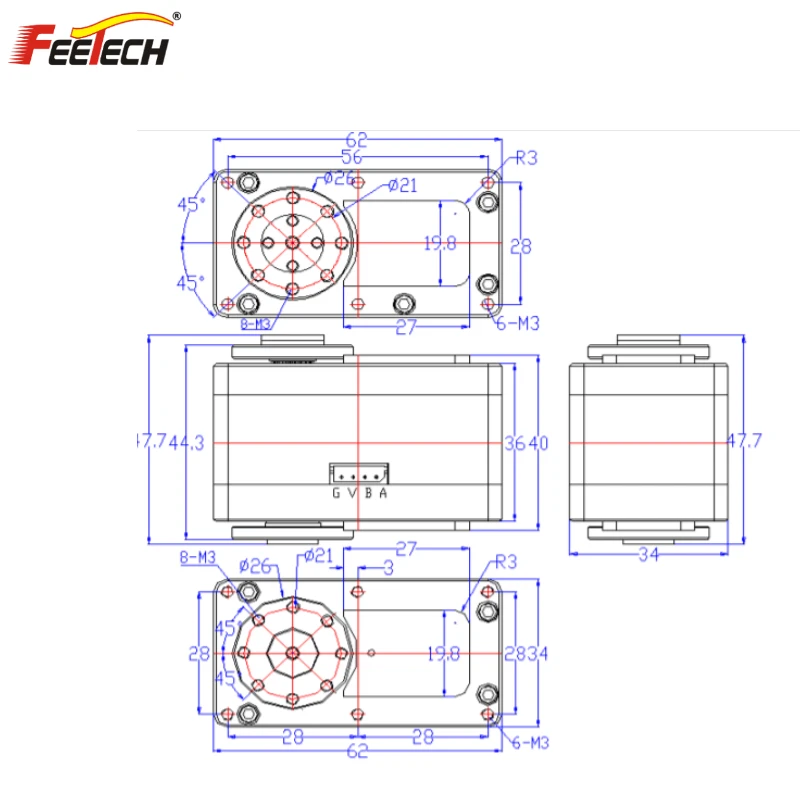 스마트 보호 기능이 있는 12V 60KG 금속 로봇 서보 및 로봇 산업 물류 장비용 다중 회전 연속 서보