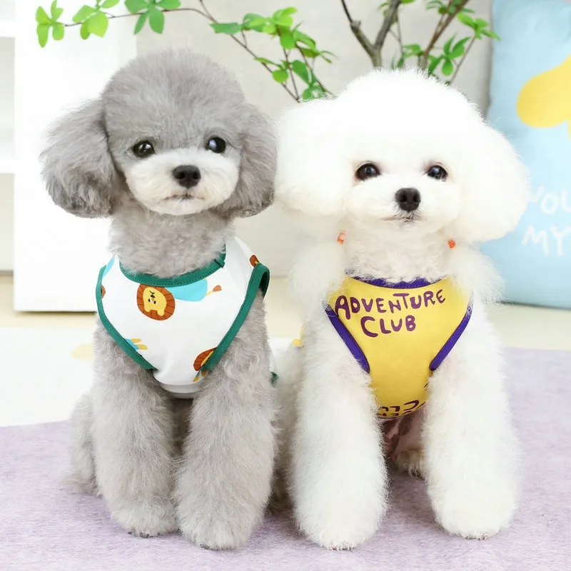 

Summer Pet Clothes Happy Lion Vest Bichon Comfortable Breathable T-shirt Small Dog Cartoon Clothes Wholesale