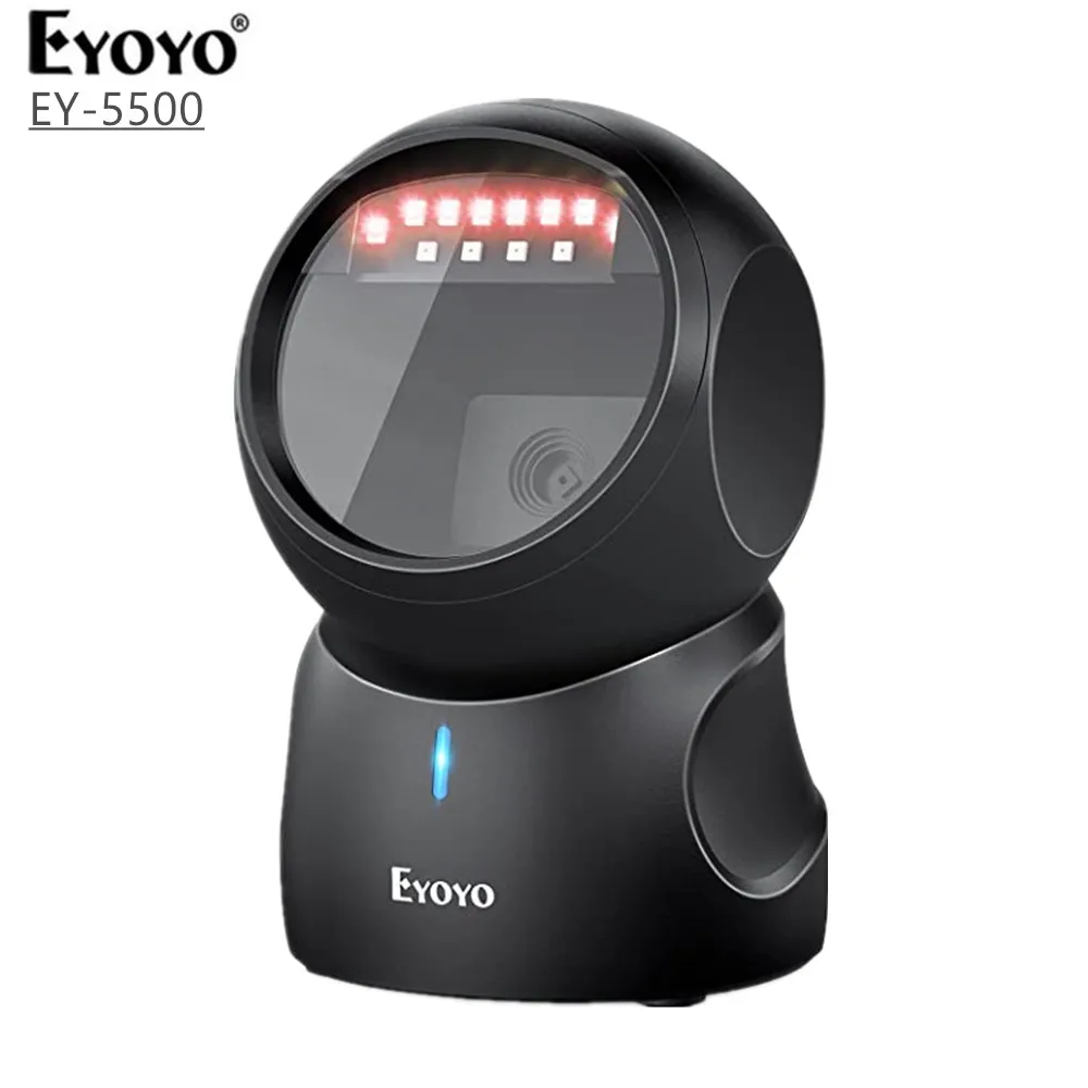 Eyoyo 2D QR Desktop Barcode Scanner Automatic Sensing Scanning Omnidirectional Hands-Free Barcode Reader QR Screen Scanner