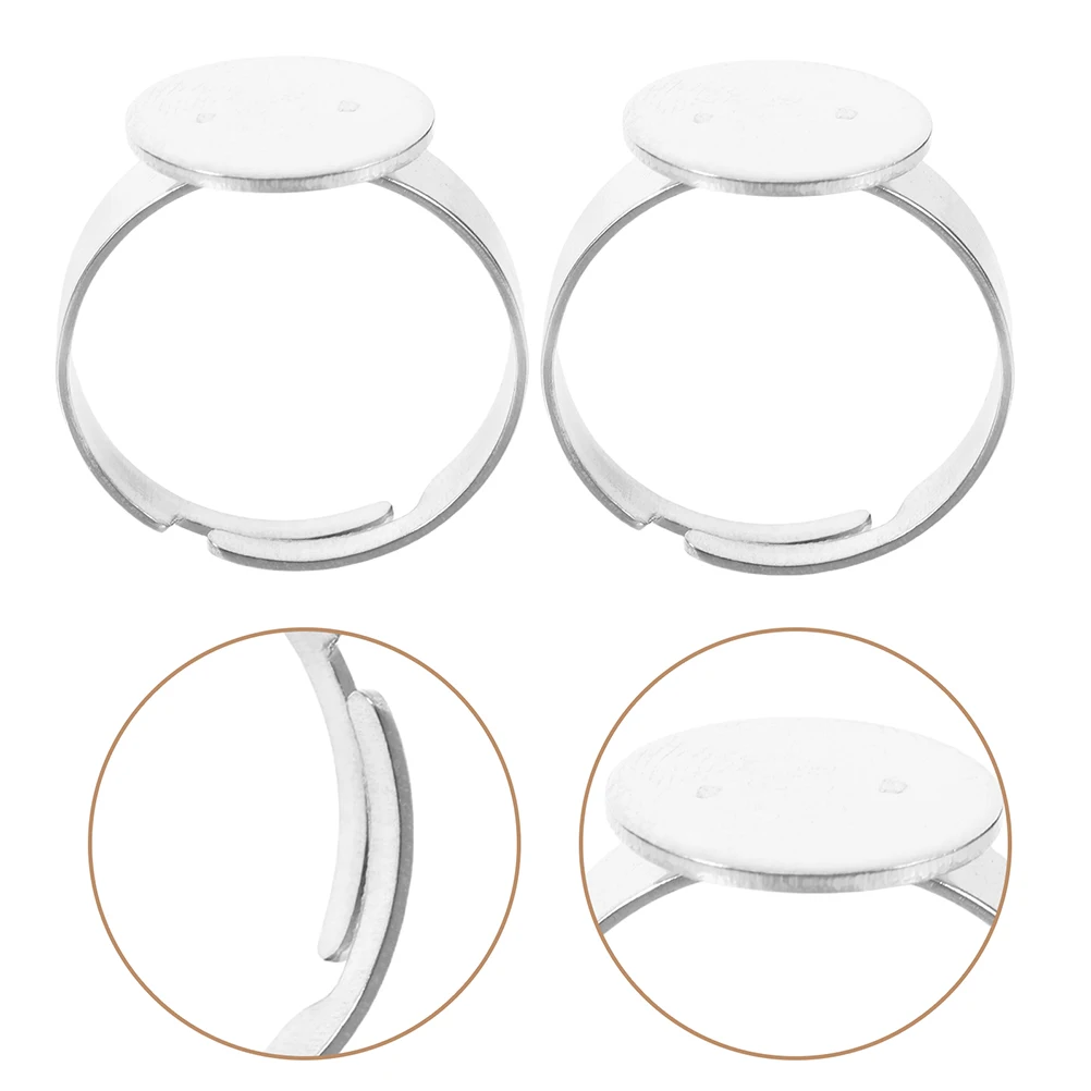 

40 Pcs Gem Ring Tray Jewelry Blank Findings Settings Flat DIY Finger Base Stainless Steel Bezel