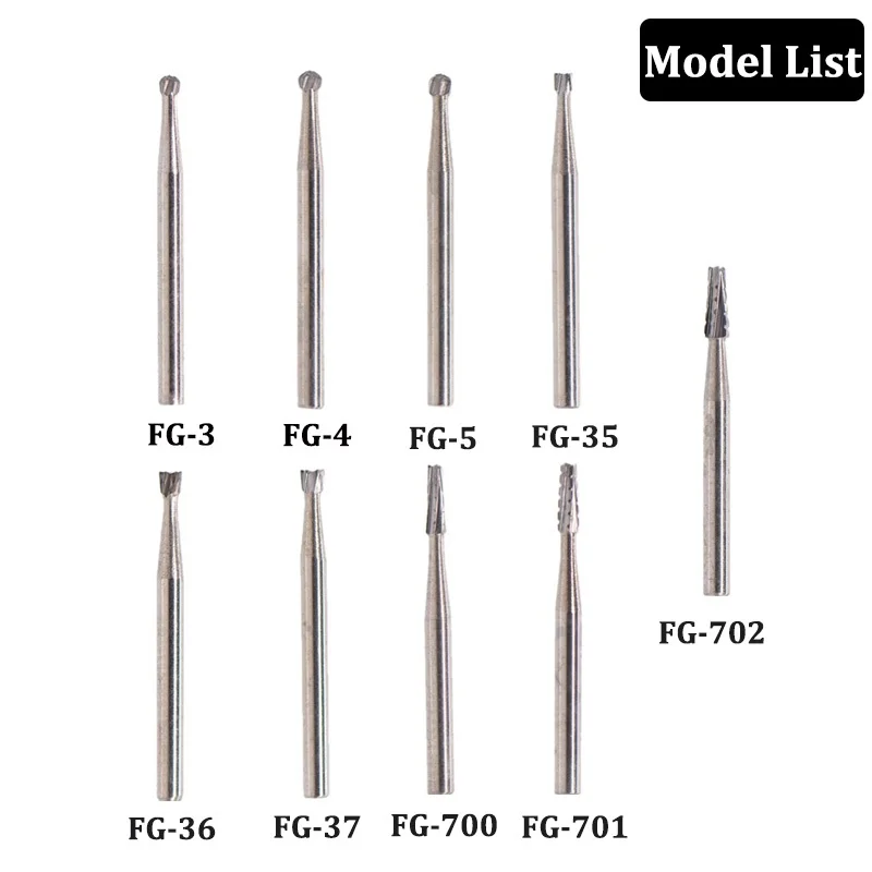 10 Pçs/Set Dental Carboneto De Tungstênio De Aço Brocas De Alta Velocidade Hand Piece Bit Cone Invertido Bur Fissure