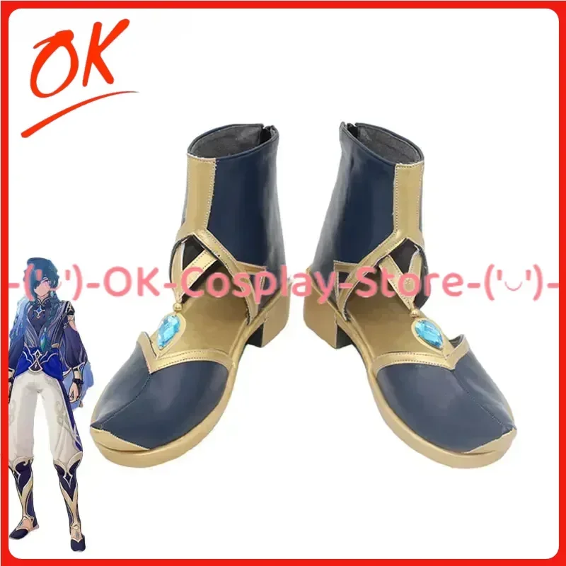 [Customized Size] Genshin Impact Kaeya Cosplay Shoes Game Roleplay Costume Prop Halloween Carnival Party Boots PU Leather