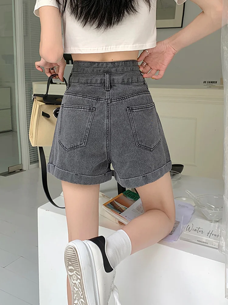 Shorts Womens High Street Fashion Office Lady Chic Tailored Loose Fit Wide Leg Belted Zipper Fly Elegant Urban Commute Style