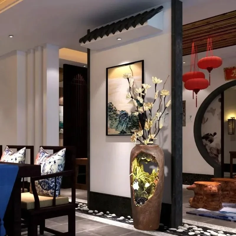 a2 Chinese Style  Rockery Water Fountain Wealth-Attracting Ornament Living Room Feng Shui Wheel Indoor New Home Water Feature