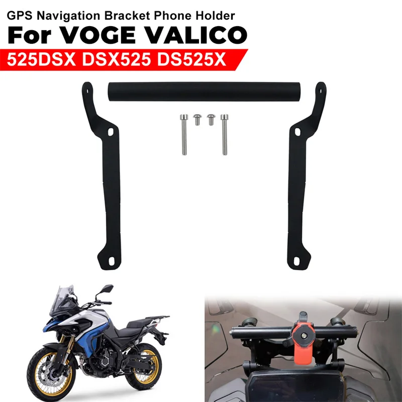 22MM Motorcycle Windshield Bracket With Expansion Rod For VOGE Valico 525DSX DS525X Moto Mobile Phone Holder Navigation Stand