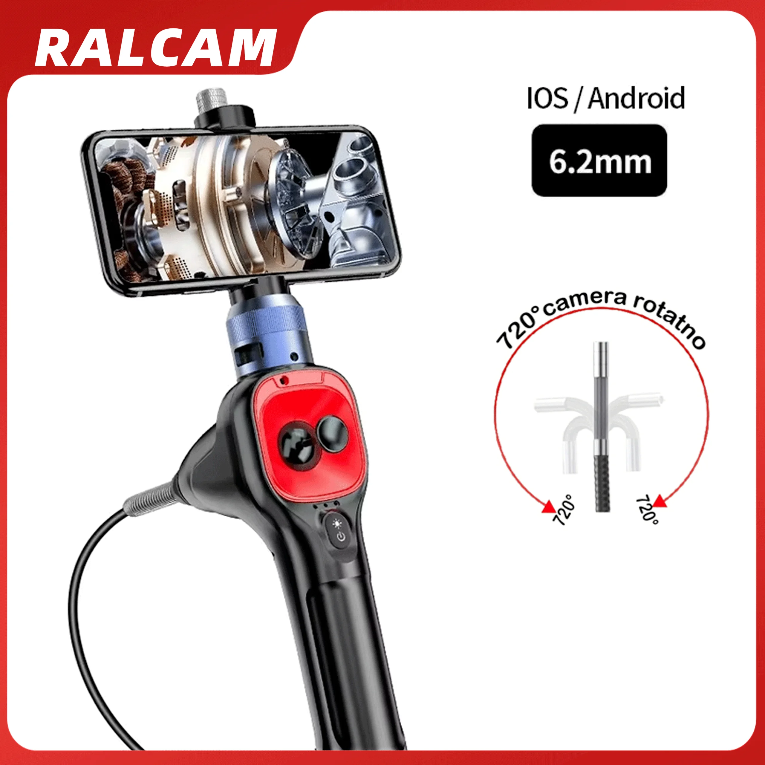 

720° Video Inspection Automotive Piping Endoscope Camera With Articulation For Cars Rotary Android Type C Endoscope