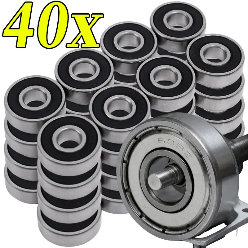 Roulements à billes 608ZZ 608RS pour moteur de trottinette électrique et roue de skateboard, haute vitesse, faible bruit, métal, double blindage, 1-40 pièces